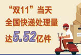 “双11”当天全国快递处理量达5.52亿件