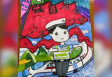 小学生自制手工画 暖化交警蜀黍